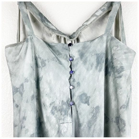 Watercolor Marble Silk-Satin Cami Midi Dress
