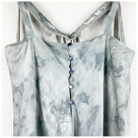 Watercolor Marble Silk-Satin Cami Midi Dress