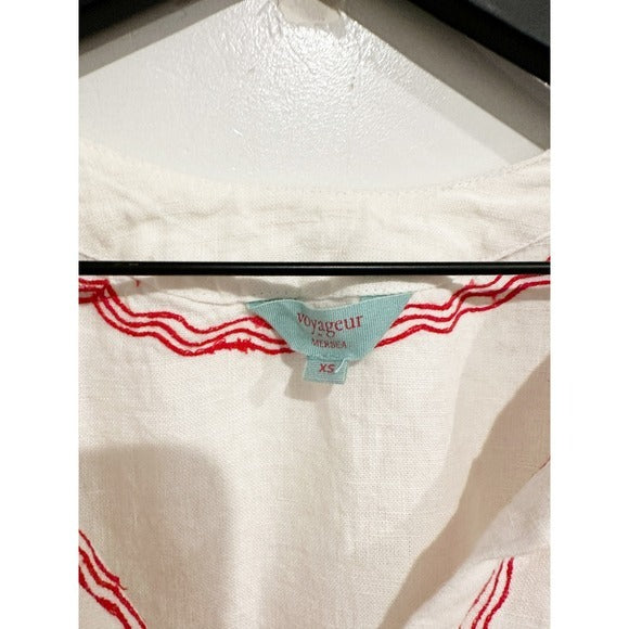 Palermo Embroidered Linen Blouse in Crème - XS