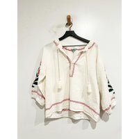 Palermo Embroidered Linen Blouse in Crème - XS