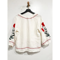 Palermo Embroidered Linen Blouse in Crème - XS