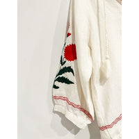 Palermo Embroidered Linen Blouse in Crème - XS