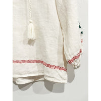Palermo Embroidered Linen Blouse in Crème - XS
