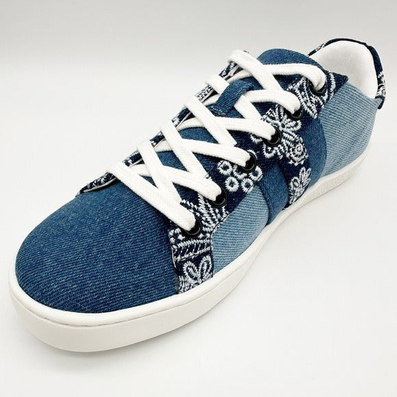 Bandana Embroidered Denim Sneakers