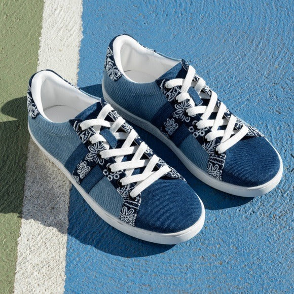 Bandana Embroidered Denim Sneakers