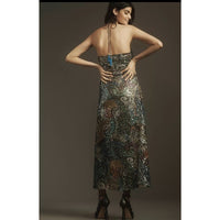 Verb by Pallavi Singhee Halter Cutout Sequin Midi Dress