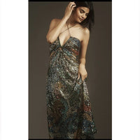Verb by Pallavi Singhee Halter Cutout Sequin Midi Dress