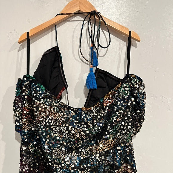 Verb by Pallavi Singhee Halter Cutout Sequin Midi Dress