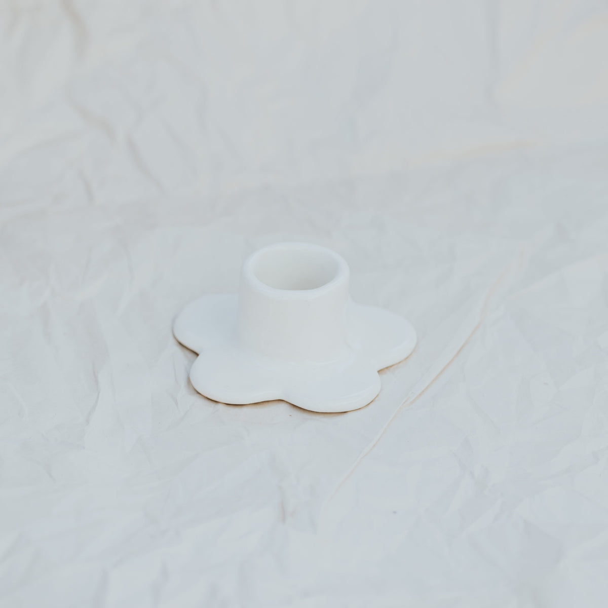 Floral Candlestick Holder ~ White