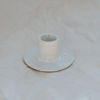 Circle Candlestick Holder ~ White Speckle