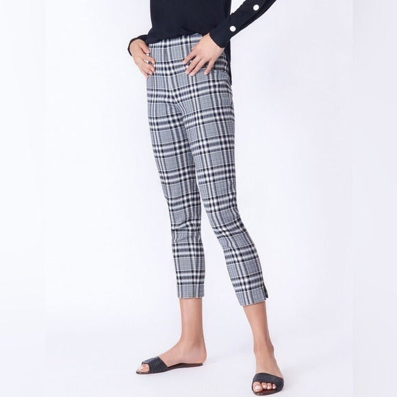 Honolulu Plaid Skinny Pant in Black/White/Blue Size 12