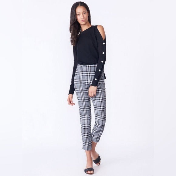 Honolulu Plaid Skinny Pant in Black/White/Blue Size 12