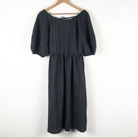 Black and White Textured Puff Sleeve Dress Size Small