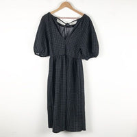 Black and White Textured Puff Sleeve Dress Size Small