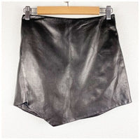 Leather Mini Skirt With Slit in Black Size 0