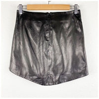 Leather Mini Skirt With Slit in Black Size 0