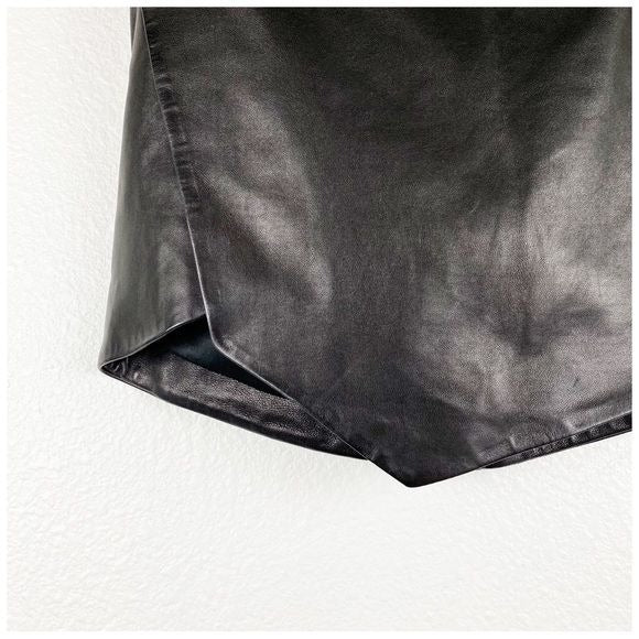 Leather Mini Skirt With Slit in Black Size 0