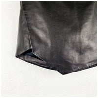 Leather Mini Skirt With Slit in Black Size 0