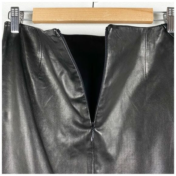 Leather Mini Skirt With Slit in Black Size 0