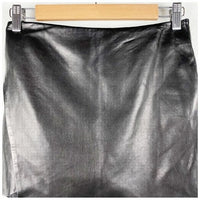Leather Mini Skirt With Slit in Black Size 0