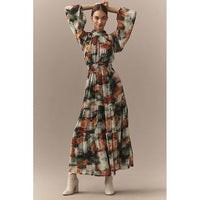 The Somerset Maxi Dress: Long-Sleeve Mock-Neck Chiffon - Medium