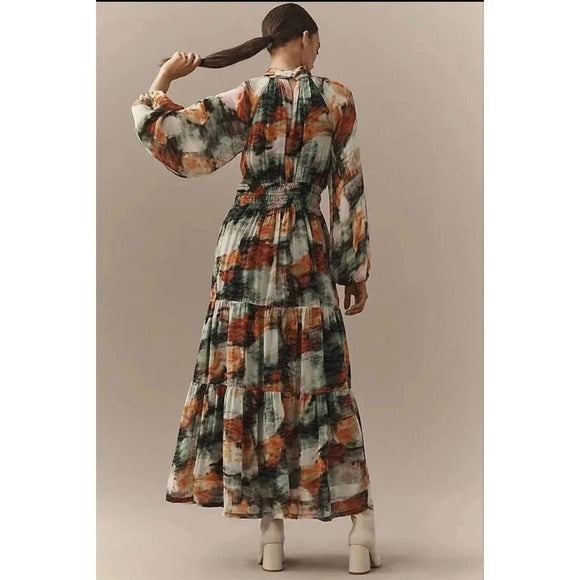 The Somerset Maxi Dress: Long-Sleeve Mock-Neck Chiffon - Medium
