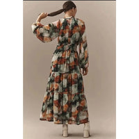 The Somerset Maxi Dress: Long-Sleeve Mock-Neck Chiffon - Medium