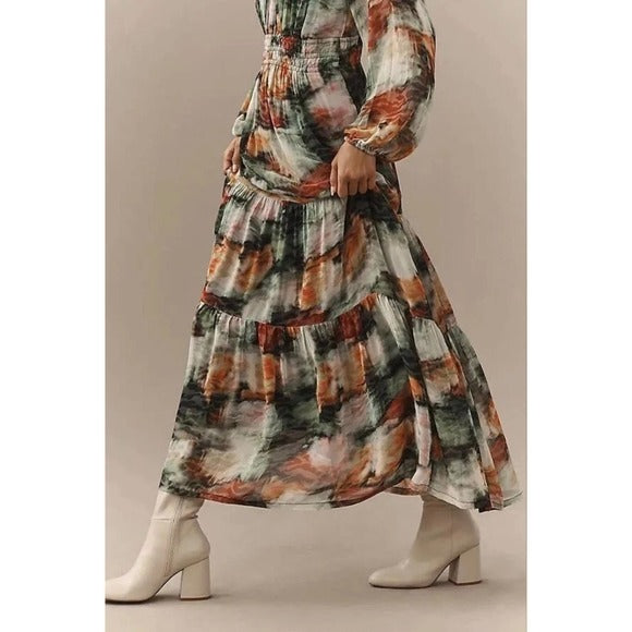The Somerset Maxi Dress: Long-Sleeve Mock-Neck Chiffon - Medium