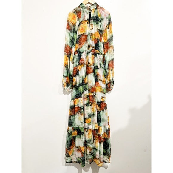 The Somerset Maxi Dress: Long-Sleeve Mock-Neck Chiffon - Medium