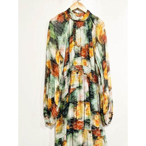 The Somerset Maxi Dress: Long-Sleeve Mock-Neck Chiffon - Medium