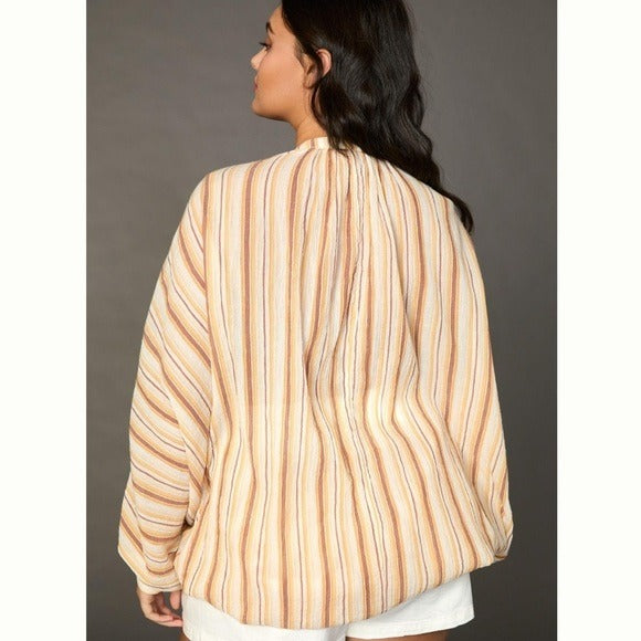 Tie Front Blouse in Neutral Motif