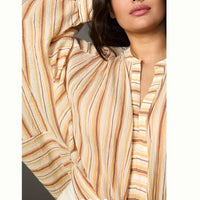 Tie Front Blouse in Neutral Motif