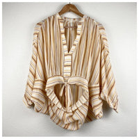 Tie Front Blouse in Neutral Motif