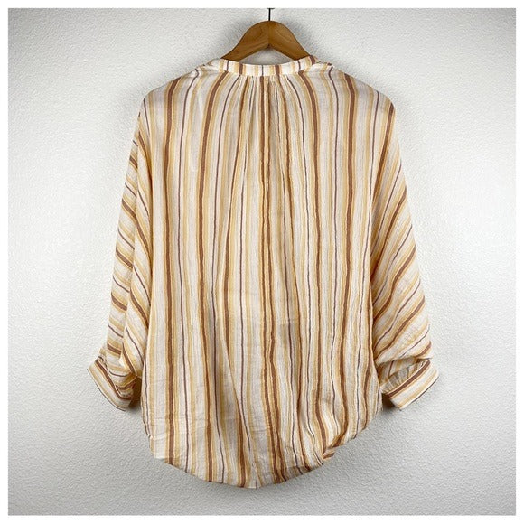 Tie Front Blouse in Neutral Motif