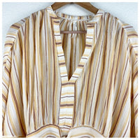 Tie Front Blouse in Neutral Motif
