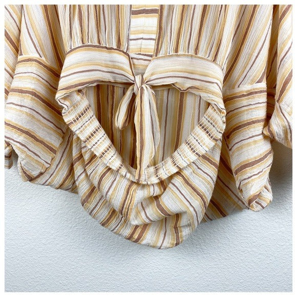 Tie Front Blouse in Neutral Motif