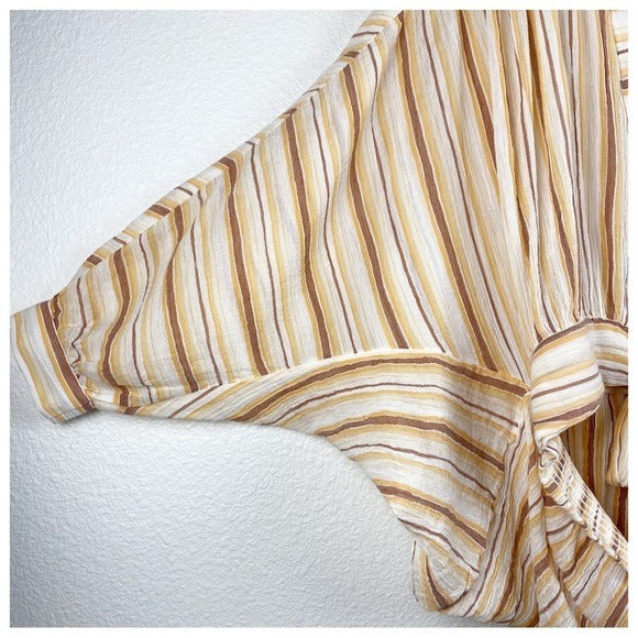 Tie Front Blouse in Neutral Motif