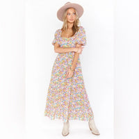 Linds Midi Dress in Rainbow Fields Size XS