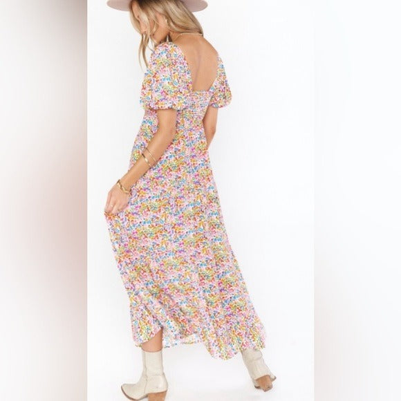 Linds Midi Dress in Rainbow Fields Size XS