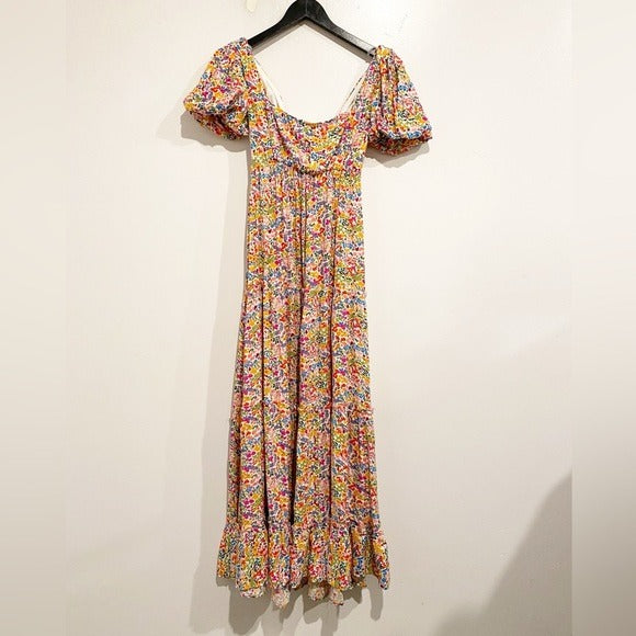 Linds Midi Dress in Rainbow Fields Size XS