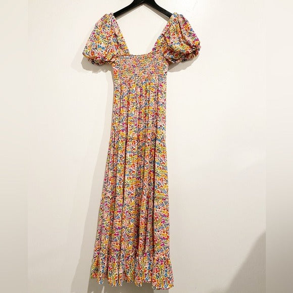 Linds Midi Dress in Rainbow Fields Size XS