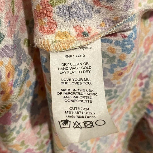 Linds Midi Dress in Rainbow Fields Size XS